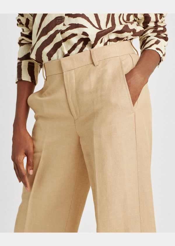 Ralph Lauren Linen-Blend Široké-Leg Pant Hnědé | 4r6Uvsbi