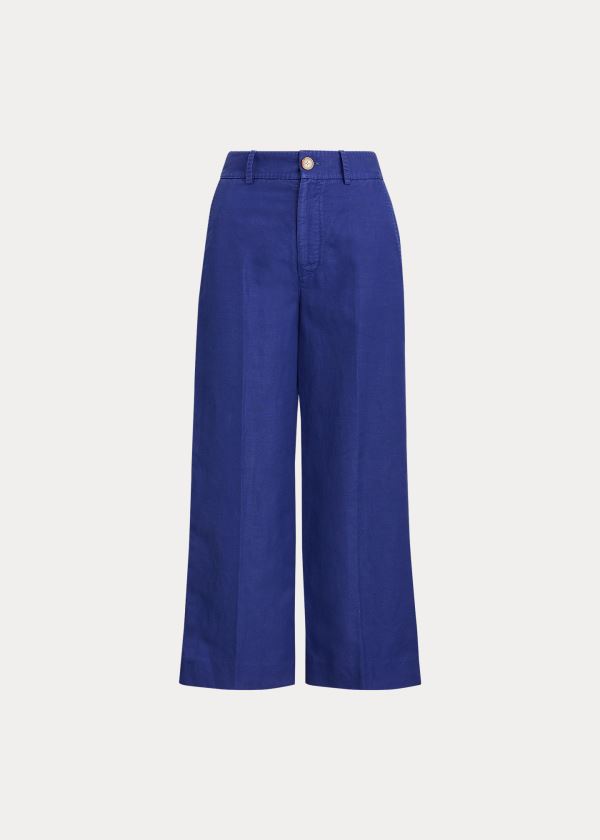 Ralph Lauren Linen-Blend Široké-Leg Pant Královská Modrá Blankyt | SwduBjm5