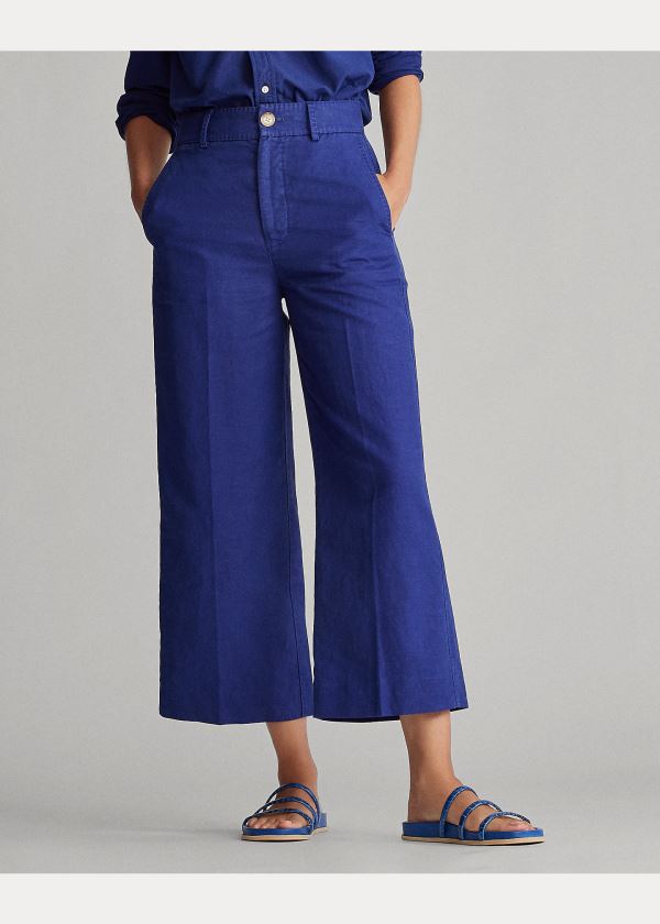 Ralph Lauren Linen-Blend Široké-Leg Pant Královská Modrá Blankyt | SwduBjm5