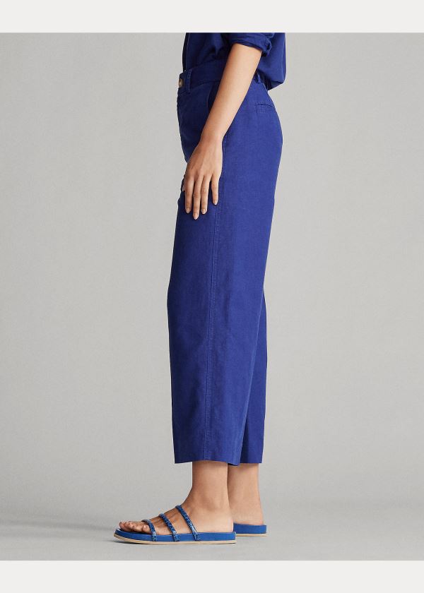 Ralph Lauren Linen-Blend Široké-Leg Pant Královská Modrá Blankyt | SwduBjm5