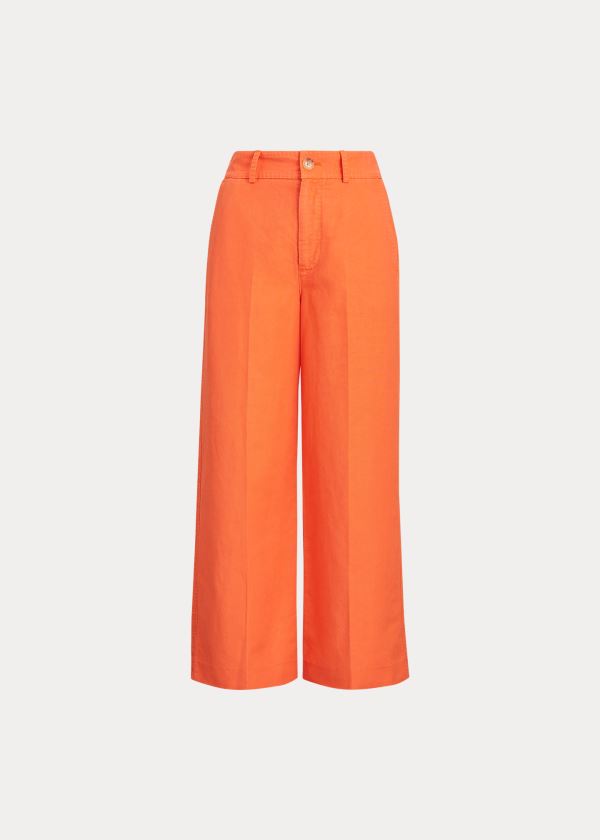 Ralph Lauren Linen-Blend Široké-Leg Pant Oranžové | hODdy8Vw