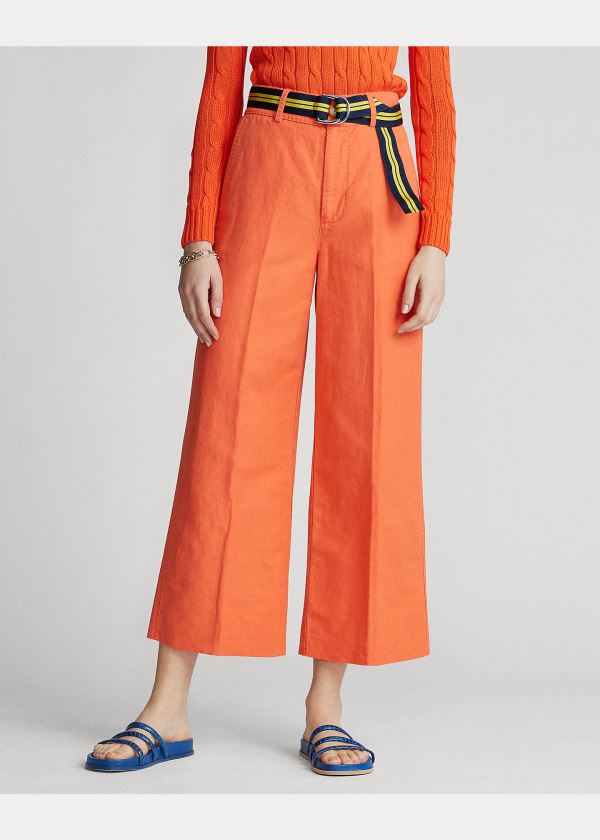 Ralph Lauren Linen-Blend Široké-Leg Pant Oranžové | hODdy8Vw