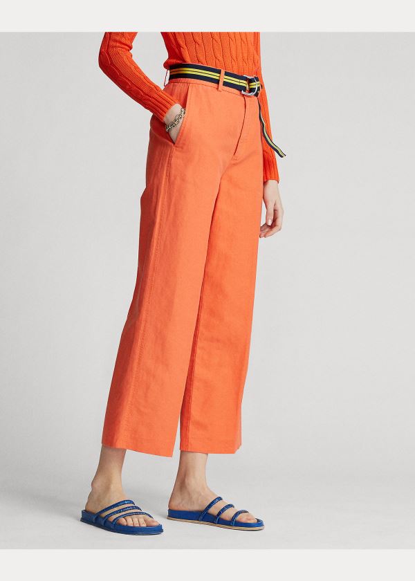 Ralph Lauren Linen-Blend Široké-Leg Pant Oranžové | hODdy8Vw