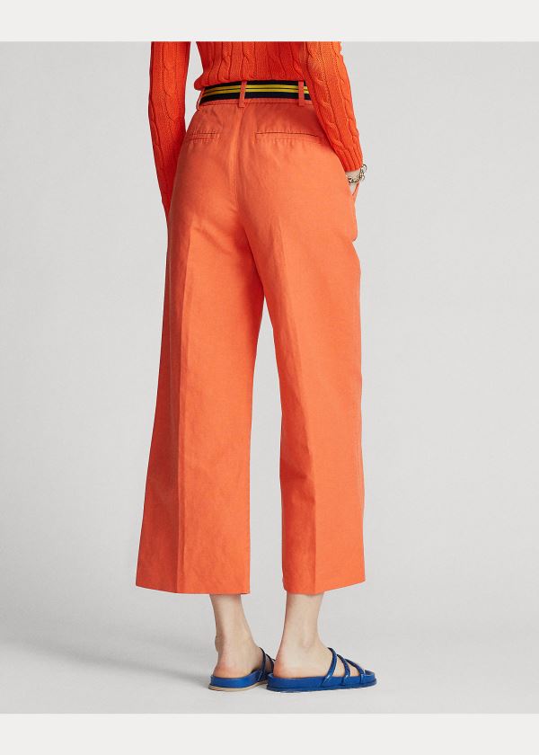 Ralph Lauren Linen-Blend Široké-Leg Pant Oranžové | hODdy8Vw