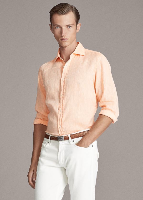 Ralph Lauren Linen Chambray Shirt Oranžové | aRRO79UV