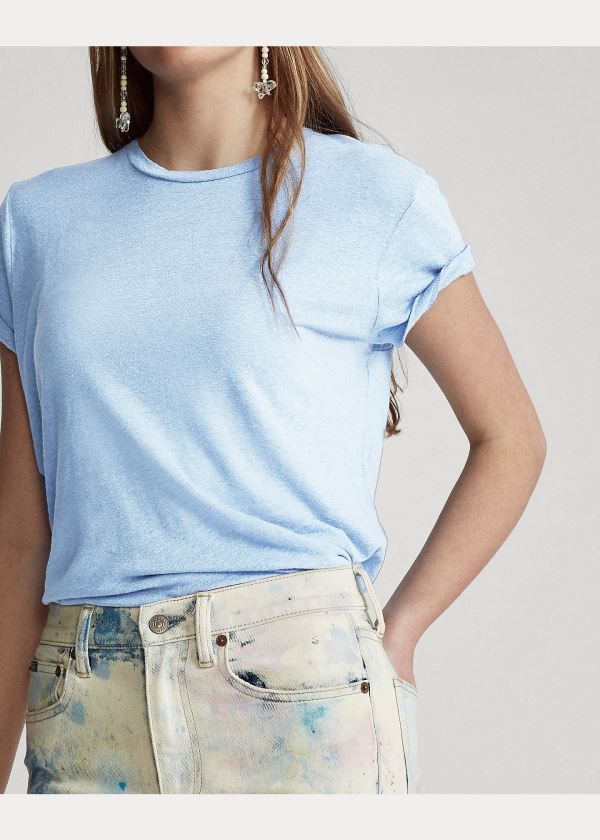 Ralph Lauren Linen Crewneck Tee Blankyt | IDA10cTs
