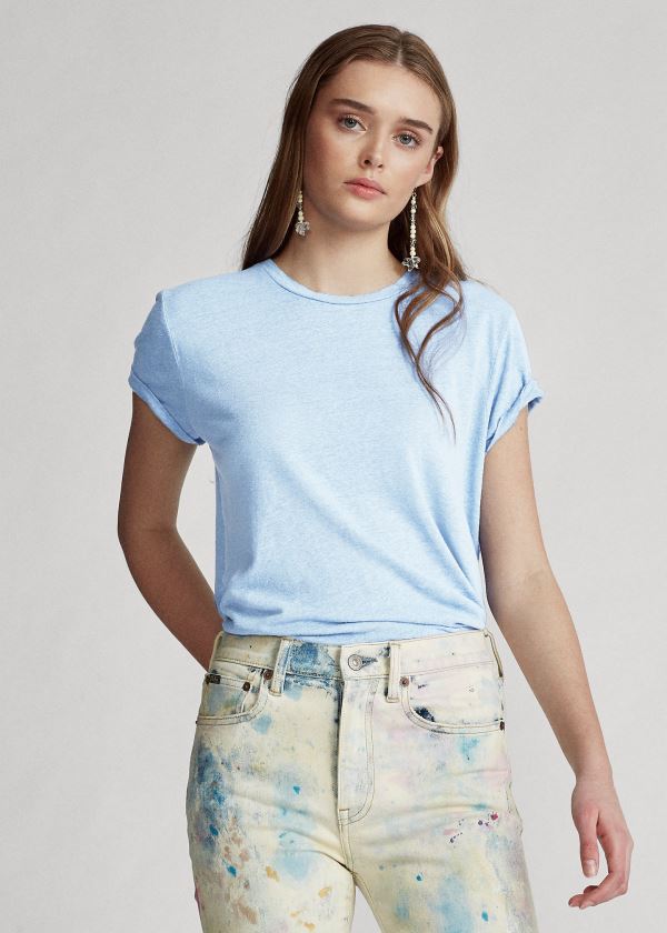 Ralph Lauren Linen Crewneck Tee Blankyt | IDA10cTs