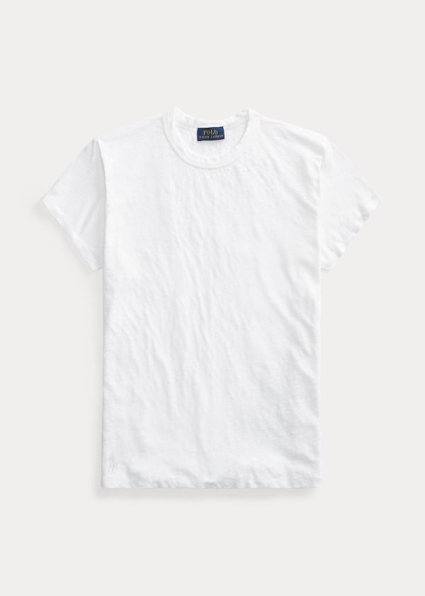 Ralph Lauren Linen Crewneck Tee Bílé | DGMMrv29