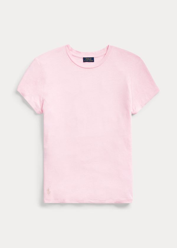 Ralph Lauren Linen Crewneck Tee Růžové | ZXMYAQbA