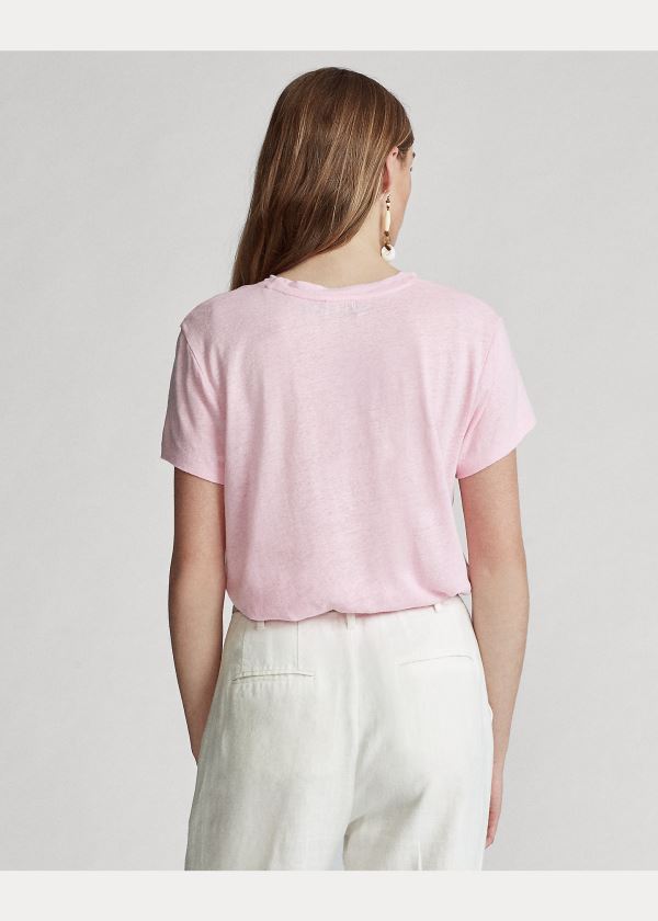 Ralph Lauren Linen Crewneck Tee Růžové | ZXMYAQbA