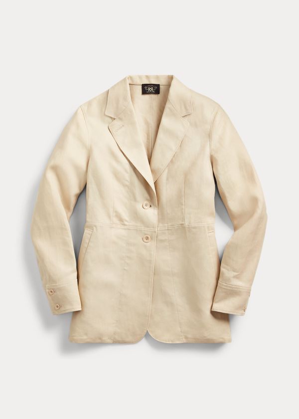 Ralph Lauren Linen Jezdectví Jacket Krém | WxiX90ms