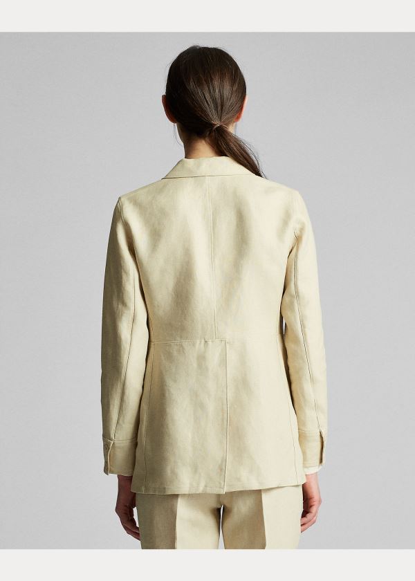 Ralph Lauren Linen Jezdectví Jacket Krém | WxiX90ms