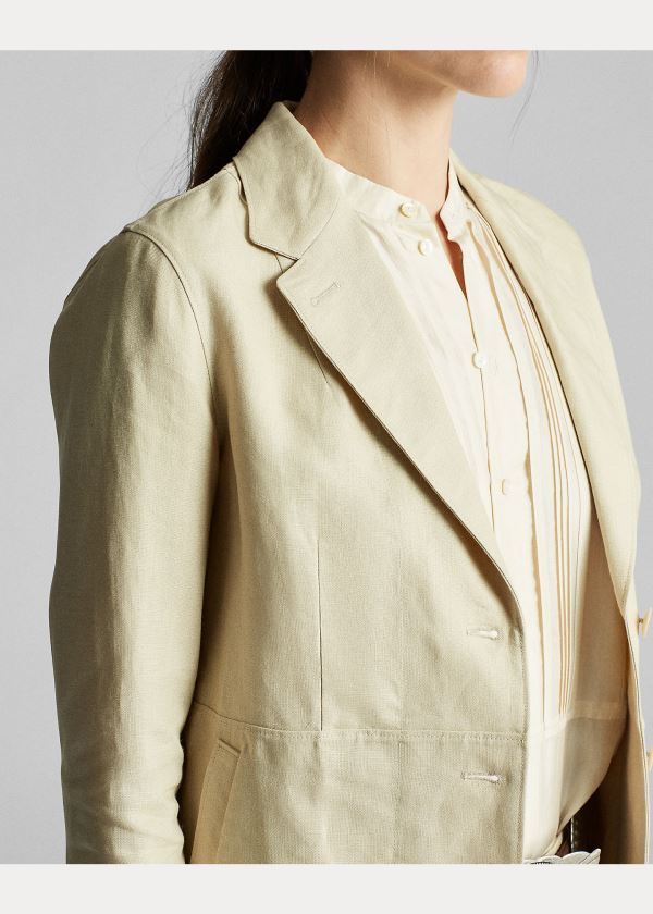 Ralph Lauren Linen Jezdectví Jacket Krém | WxiX90ms