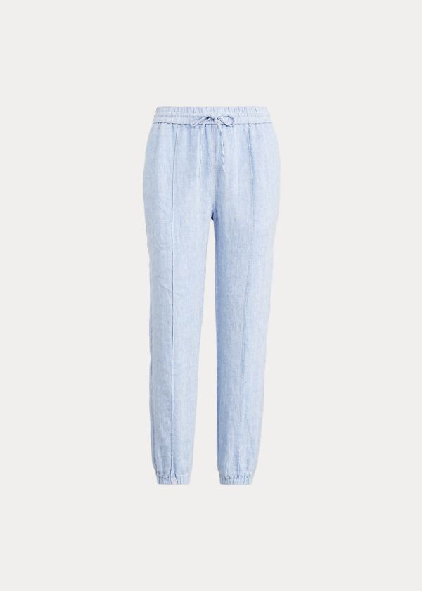Ralph Lauren Linen Jogger Světle Blankyt | aTv7b04C