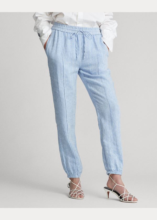 Ralph Lauren Linen Jogger Světle Blankyt | aTv7b04C