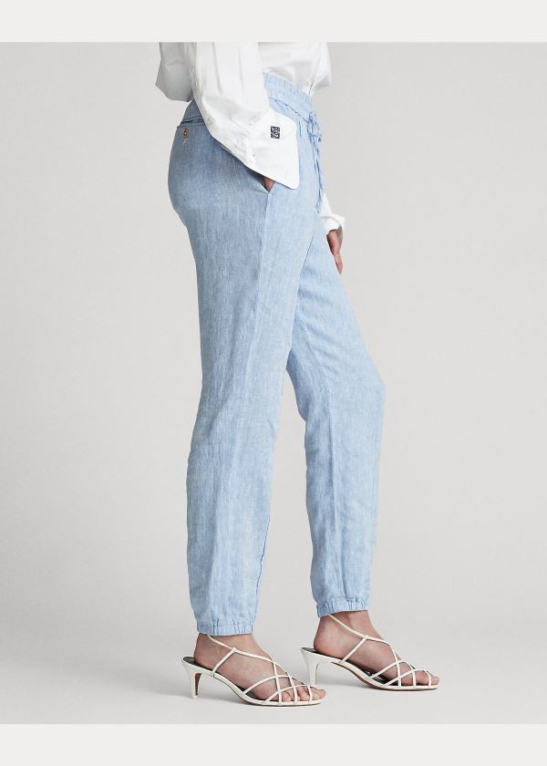 Ralph Lauren Linen Jogger Světle Blankyt | aTv7b04C