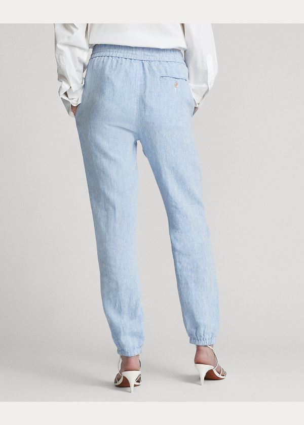 Ralph Lauren Linen Jogger Světle Blankyt | aTv7b04C