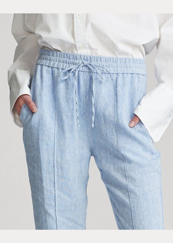 Ralph Lauren Linen Jogger Světle Blankyt | aTv7b04C