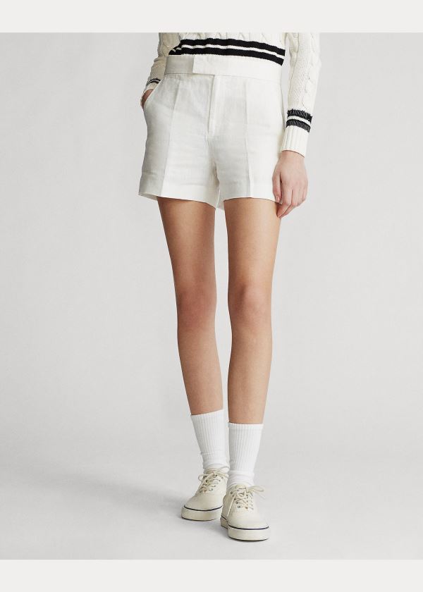 Ralph Lauren Linen Krátké Bílé | tX8TRtKa