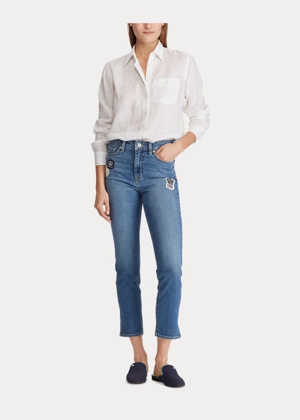 Ralph Lauren Linen Long-Sleeve Shirt Bílé | ErFHtWiq