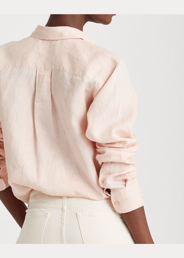Ralph Lauren Linen Long-Sleeve Shirt Růžové | JAH5TlML