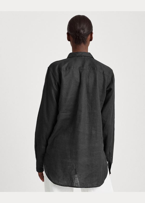 Ralph Lauren Linen Long-Sleeve Shirt Černé | TtQ6xowV