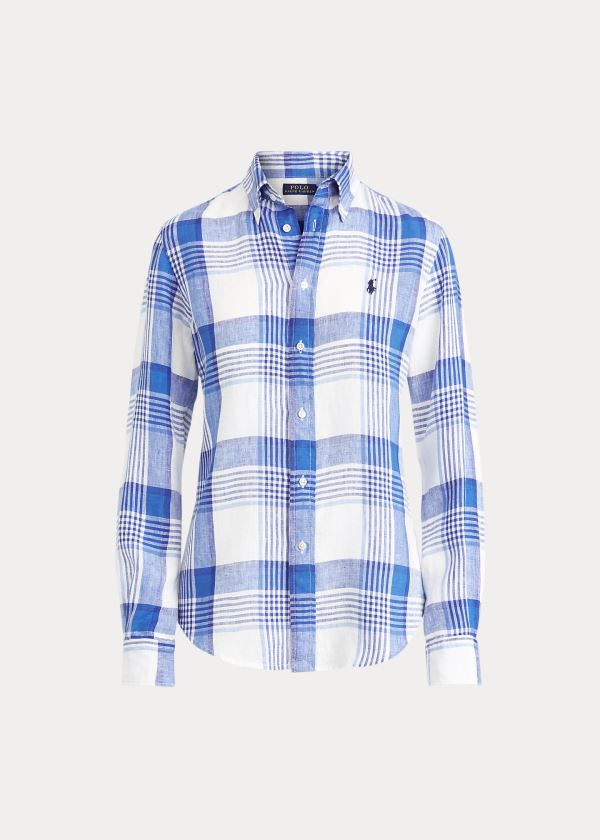 Ralph Lauren Linen Madras Shirt Bílé Blankyt | oVJ4EpOE
