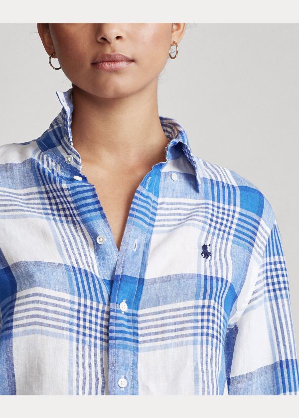 Ralph Lauren Linen Madras Shirt Bílé Blankyt | oVJ4EpOE