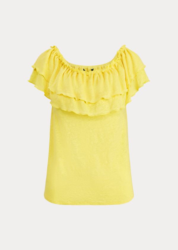 Ralph Lauren Linen Off-the-Shoulder Top Žluté | jxKyFpqX