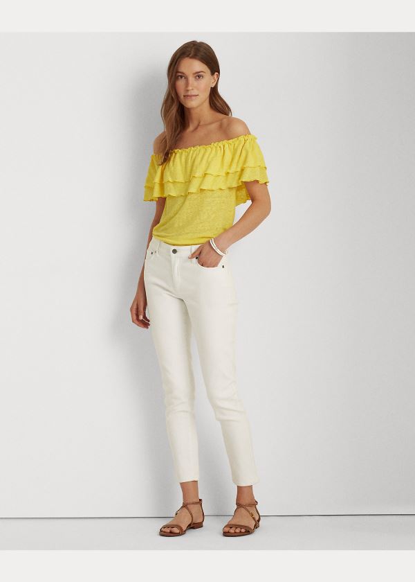 Ralph Lauren Linen Off-the-Shoulder Top Žluté | jxKyFpqX