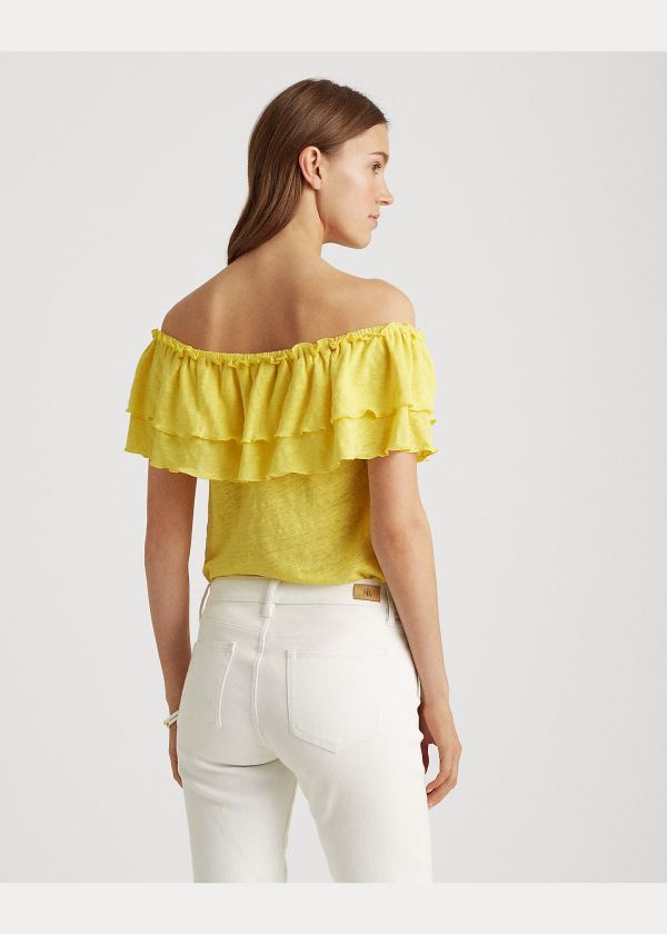 Ralph Lauren Linen Off-the-Shoulder Top Žluté | jxKyFpqX