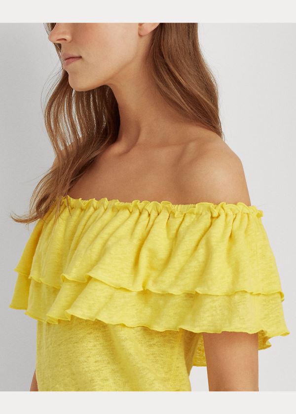 Ralph Lauren Linen Off-the-Shoulder Top Žluté | jxKyFpqX