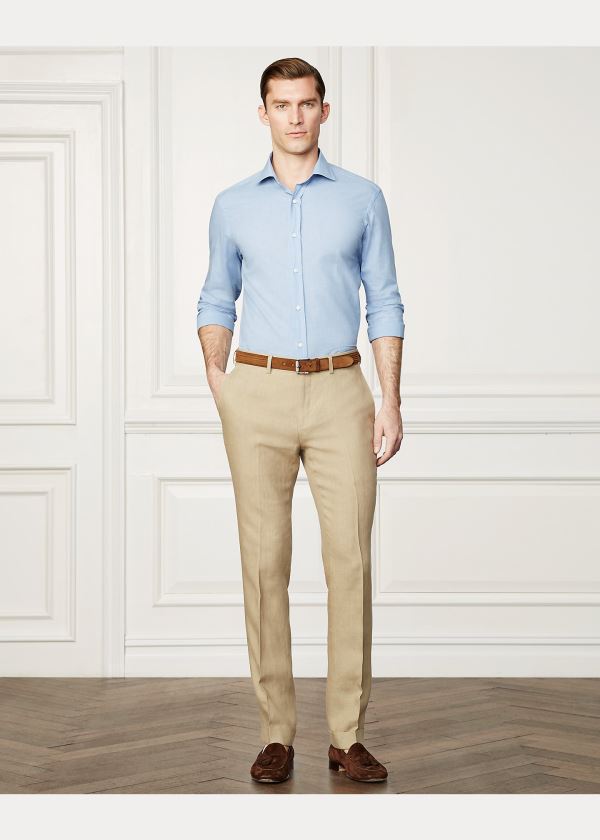 Ralph Lauren Linen Pant Hnědožlutý | oz7UgGcD