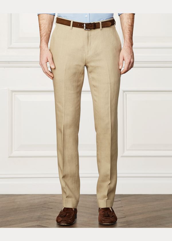 Ralph Lauren Linen Pant Hnědožlutý | oz7UgGcD