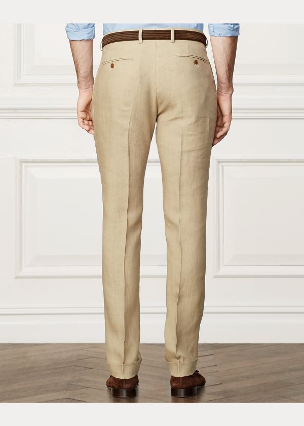 Ralph Lauren Linen Pant Hnědožlutý | oz7UgGcD