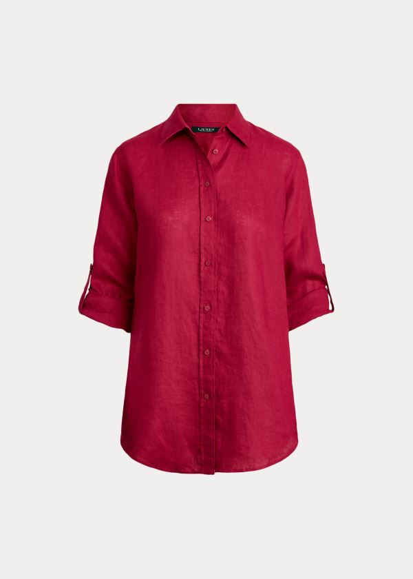 Ralph Lauren Linen Shirt Světle Fuchsie | klk2Q4OE