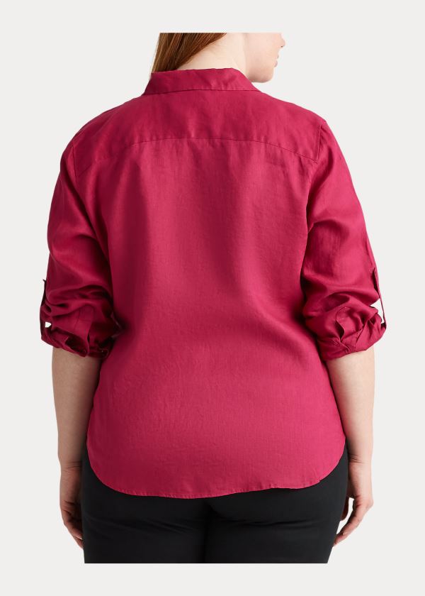 Ralph Lauren Linen Shirt Světle Fuchsie | pO8mfCWK