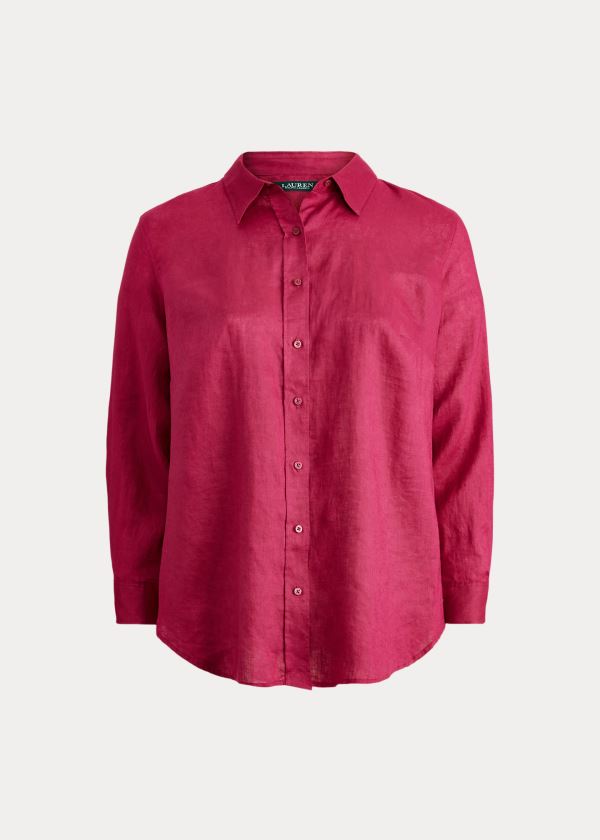 Ralph Lauren Linen Shirt Světle Fuchsie | pO8mfCWK