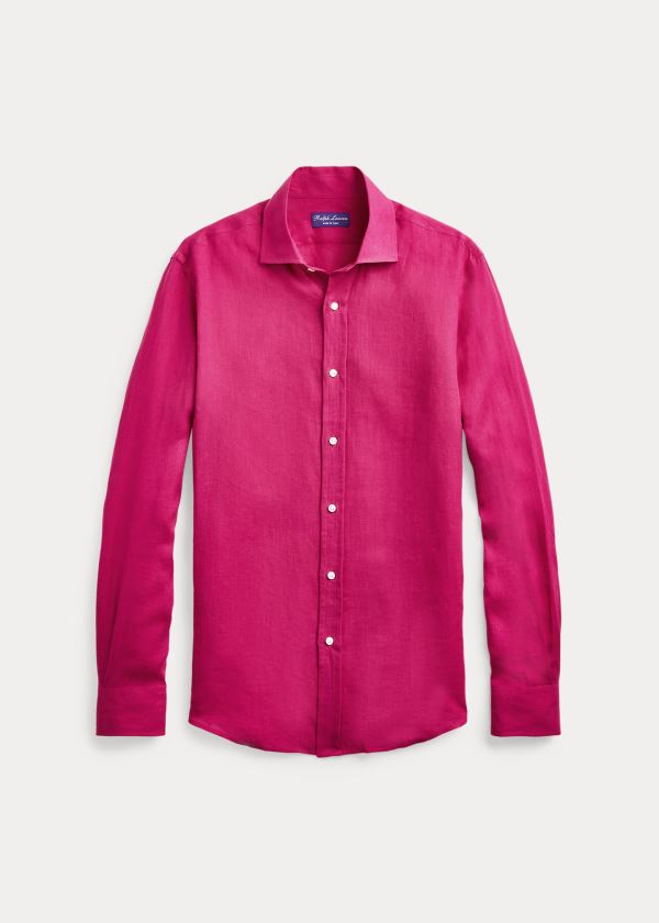 Ralph Lauren Linen Shirt Tmavě Růžové | 8AFEwgKM