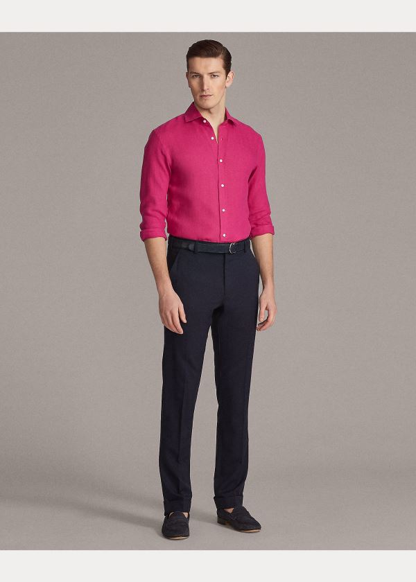 Ralph Lauren Linen Shirt Tmavě Růžové | 8AFEwgKM