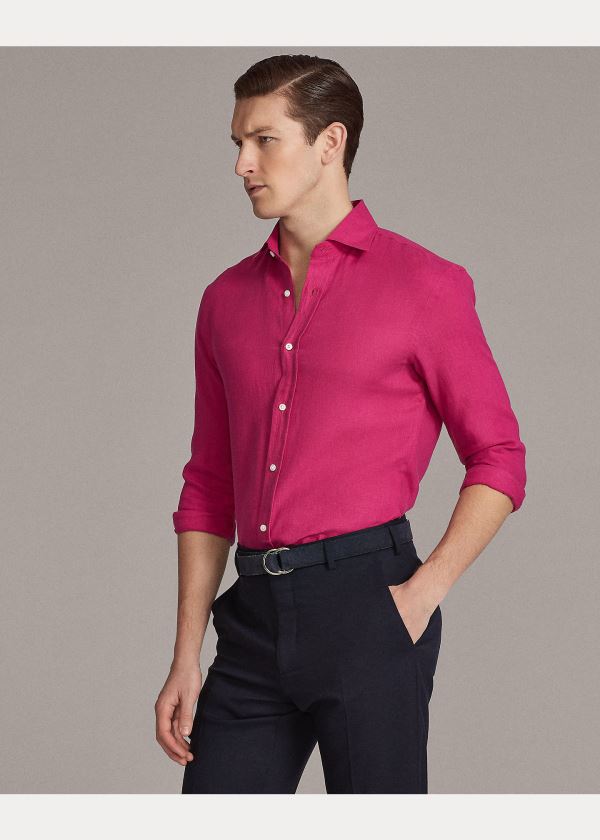 Ralph Lauren Linen Shirt Tmavě Růžové | 8AFEwgKM
