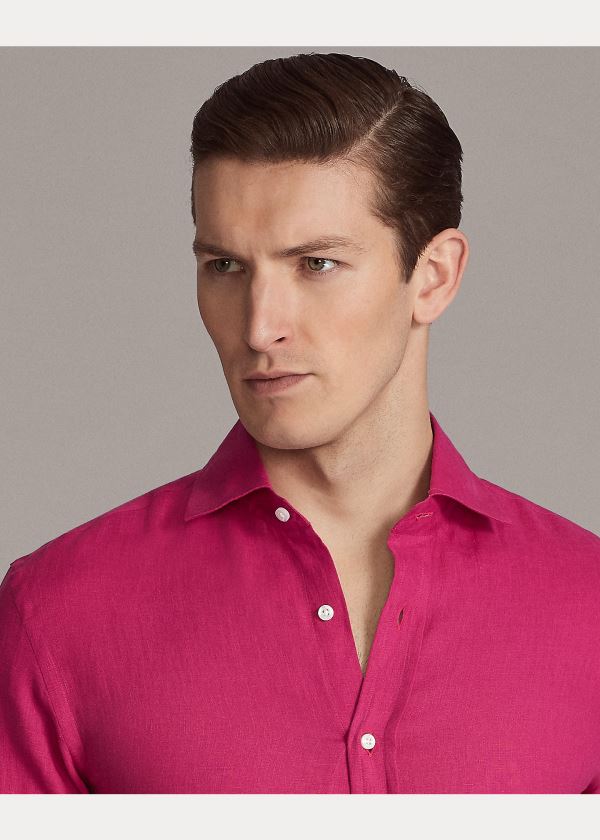 Ralph Lauren Linen Shirt Tmavě Růžové | 8AFEwgKM