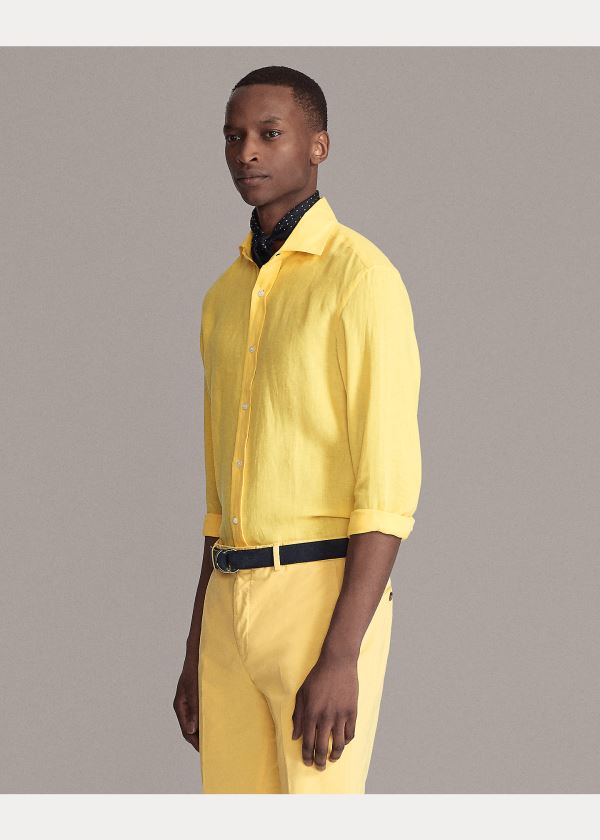 Ralph Lauren Linen Shirt Žluté | heJVdtB3