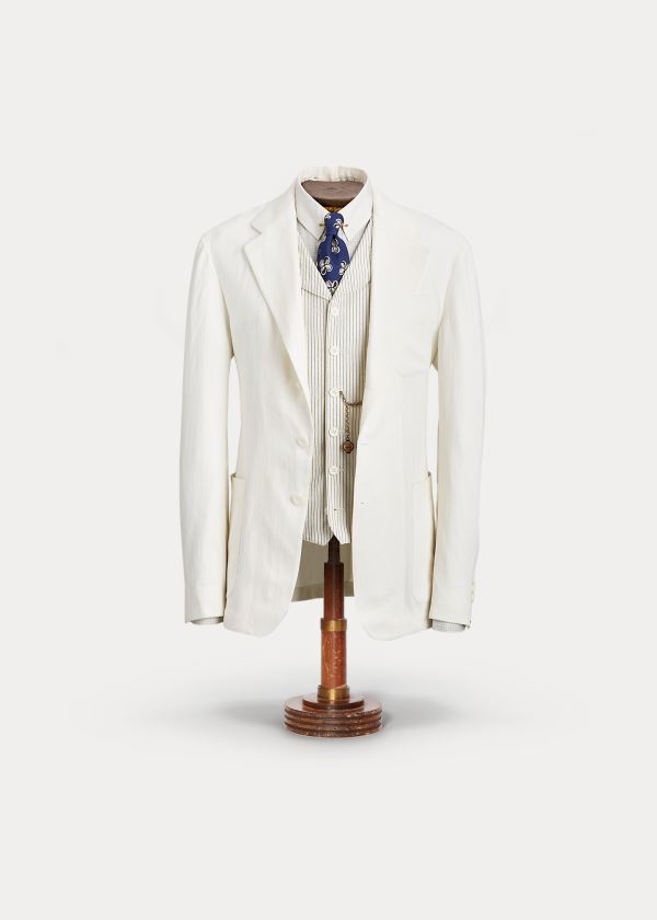 Ralph Lauren Linen Suit Jacket Bílé | NIFQfmUL