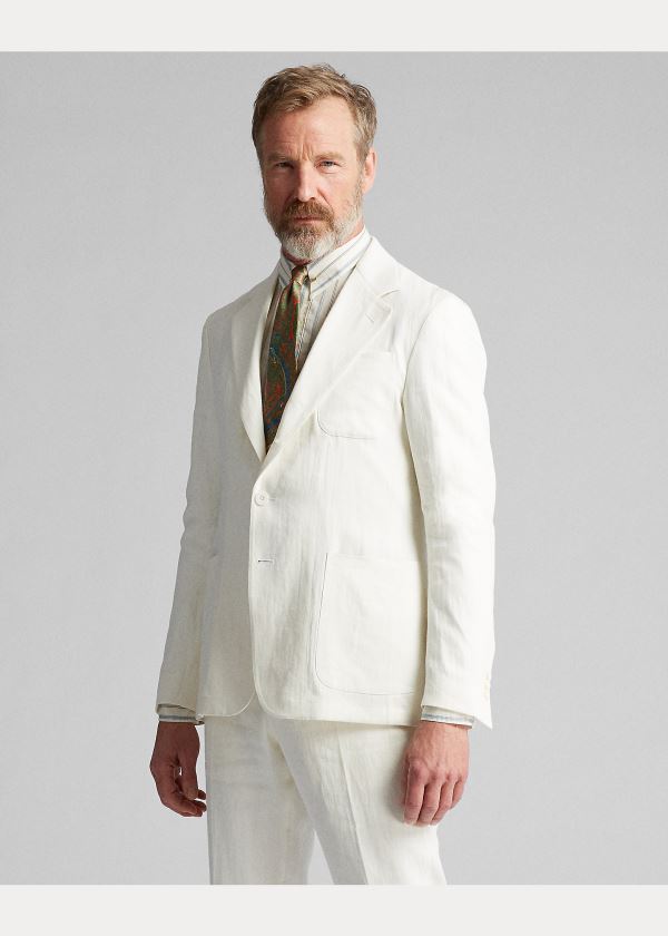 Ralph Lauren Linen Suit Jacket Bílé | NIFQfmUL
