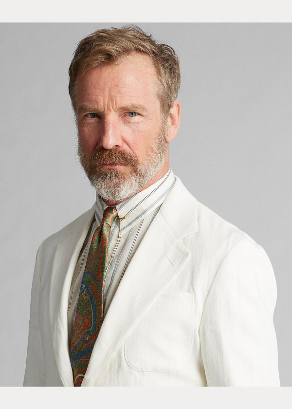 Ralph Lauren Linen Suit Jacket Bílé | NIFQfmUL