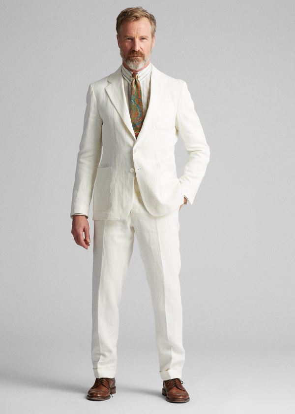 Ralph Lauren Linen Suit Jacket Bílé | NIFQfmUL