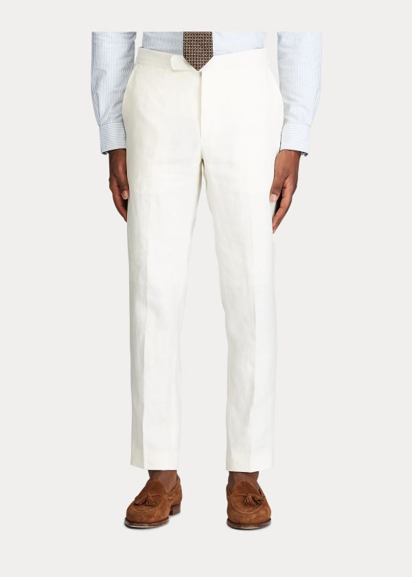 Ralph Lauren Linen Trouser Světle Krém | EG3bmiYl