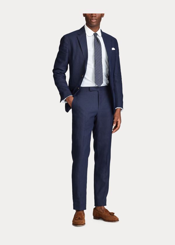 Ralph Lauren Linen Trouser Tmavě Tmavě Blankyt | ugxdxQyr