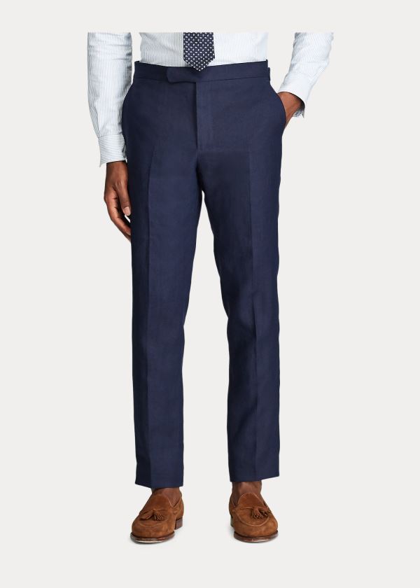 Ralph Lauren Linen Trouser Tmavě Tmavě Blankyt | ugxdxQyr
